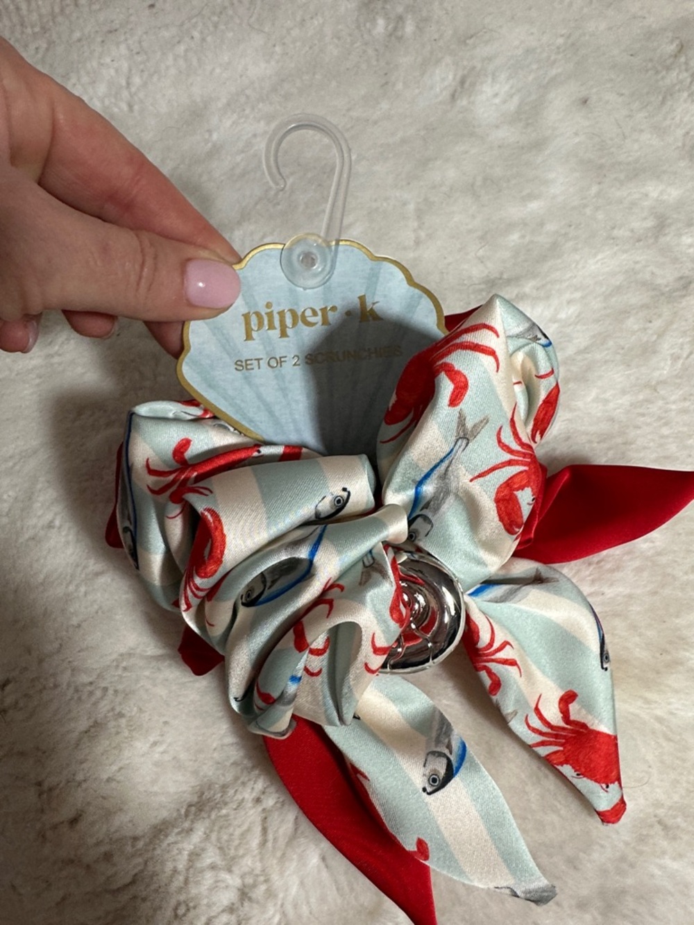 Piper k set of 2 scrunchie crab 🦀 with silver shell and a red with gold shell - Picture 1 of 3